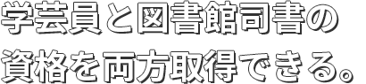 学芸員と図書館司書の資格を両方取得できる。
